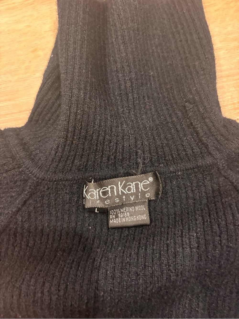 Karen Kane Marino Wool Black Ribbed Cowl Neck Sweater - Picture 4 of 4